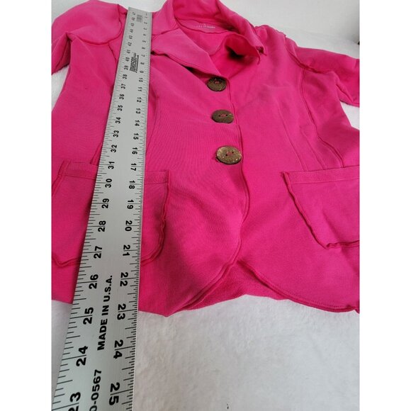 Neon Buddha Womens Button Front Collared Lettuce Trim Blouse Jacket Pink Medium - Picture 6 of 6